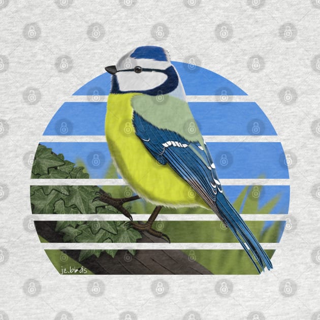 jz.birds Blue Titmouse Bird Animal Design Illustration by jzbirds